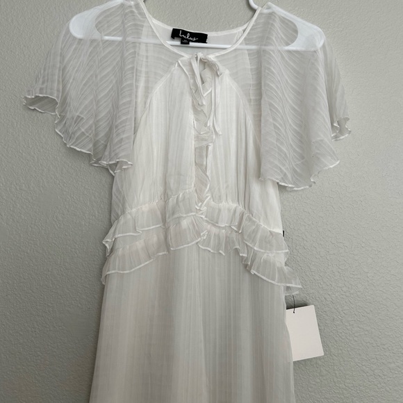 NWT LULUS Sweetest Delight White Ruffled Short Sleeve Maxi Dress - Picture 5 of 9